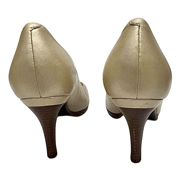 Cole Haan Cocktail Party Peep Toe Leather Slip-On Pumps Womens Size 8.5 B Used - Picture 6 of 10